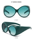 Women oversized round-frame punk sunglasses