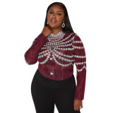 Plus-Size Women Fall Printed Casual Top