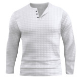 Men's casual small plaid sports long-sleeved T-shirt