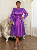 Plus-size Women long-sleeved elegant formal party dress