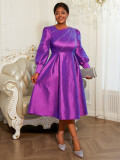 Plus-size Women long-sleeved elegant formal party dress