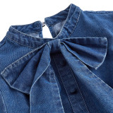 Women Bow Denim Dress