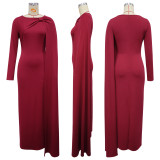 Women Sexy One-Shoulder Ribbon Evening Long-Sleeve Bodycon Dress