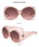Women oversized round-frame punk sunglasses