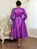 Plus-size Women long-sleeved elegant formal party dress