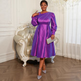 Plus-size Women long-sleeved elegant formal party dress