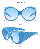 Women oversized round-frame punk sunglasses