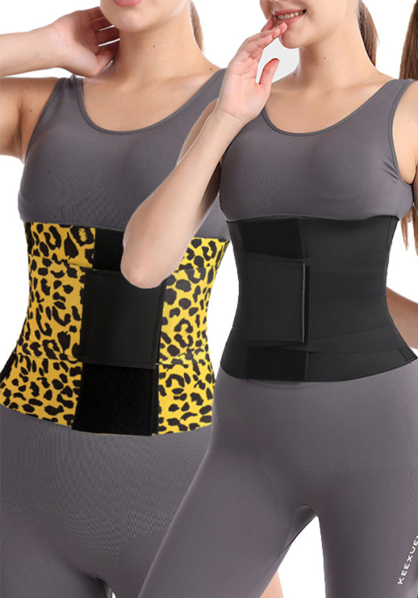 Women Leopard Print Slimming Waistband Stretchy Elastic Waistband