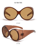 Women oversized round-frame punk sunglasses