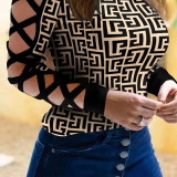 Women's Fashion Cross Sleeve Block Color Top