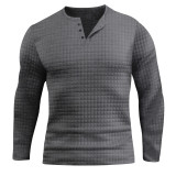 Men's casual small plaid sports long-sleeved T-shirt