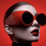 Women oversized round-frame punk sunglasses