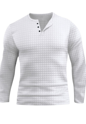 Men's casual small plaid sports long-sleeved T-shirt