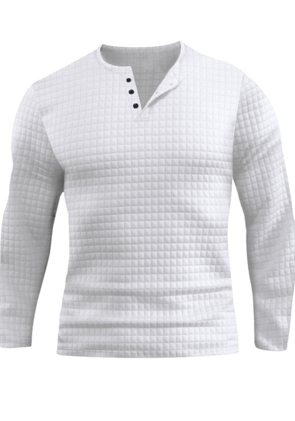 Men's casual small plaid sports long-sleeved T-shirt