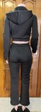 Women Fall/Winter Hooded Long-Sleeved Zipper Hoodies and Casual Pants Two-Piece Set
