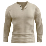 Men's casual small plaid sports long-sleeved T-shirt