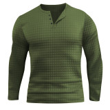 Men's casual small plaid sports long-sleeved T-shirt