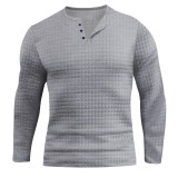 Men's casual small plaid sports long-sleeved T-shirt