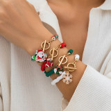Christmas Beaded Santa Claus Gift Colorful Polymer Clay Bracelet