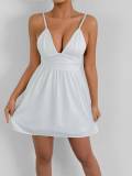 Women's Deep V Lace-Up Low Back Strappy Dress