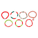 Christmas Beaded Santa Claus Gift Colorful Polymer Clay Bracelet