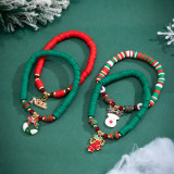 Christmas Beaded Santa Claus Gift Colorful Polymer Clay Bracelet