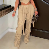 Women's Fashion Lace-Up Straight Leg Casual Pants