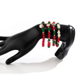 Christmas Beaded Santa Claus Gift Colorful Polymer Clay Bracelet