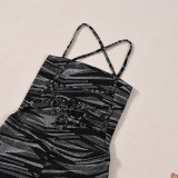 Women's Autumn Striped Low Back Patchwork Jumpsuit