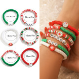 Christmas Beaded Santa Claus Gift Colorful Polymer Clay Bracelet