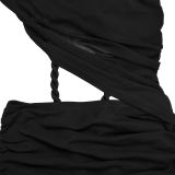 Women's Fashion Sexy Slash Shoulder See-Through Mesh Low Back Dress