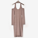 Women's Solid Color Halter Neck Round Neck Fashion Cut-Out Dress