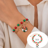 Christmas Beaded Santa Claus Gift Colorful Polymer Clay Bracelet