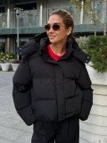 Women's Winter Cotton-padded Loose Hooded Short Jacket