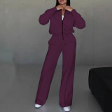 Women's Spring Autumn Trendy Casual Zipper Top Pants Set