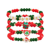 Christmas Beaded Santa Claus Gift Colorful Polymer Clay Bracelet