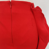 Women's Red High Waist Chic Floral Fashion Short Skirt