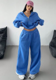 Women's Autumn Winter Casual Zipper Pullover Top Pants Set