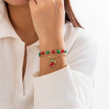 Christmas Beaded Santa Claus Gift Colorful Polymer Clay Bracelet