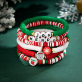 Christmas Beaded Santa Claus Gift Colorful Polymer Clay Bracelet