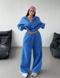 Women's Autumn Winter Casual Zipper Pullover Top Pants Set