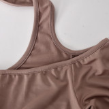 Women's Solid Color Halter Neck Round Neck Fashion Cut-Out Dress