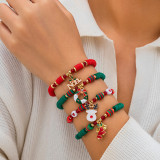 Christmas Beaded Santa Claus Gift Colorful Polymer Clay Bracelet