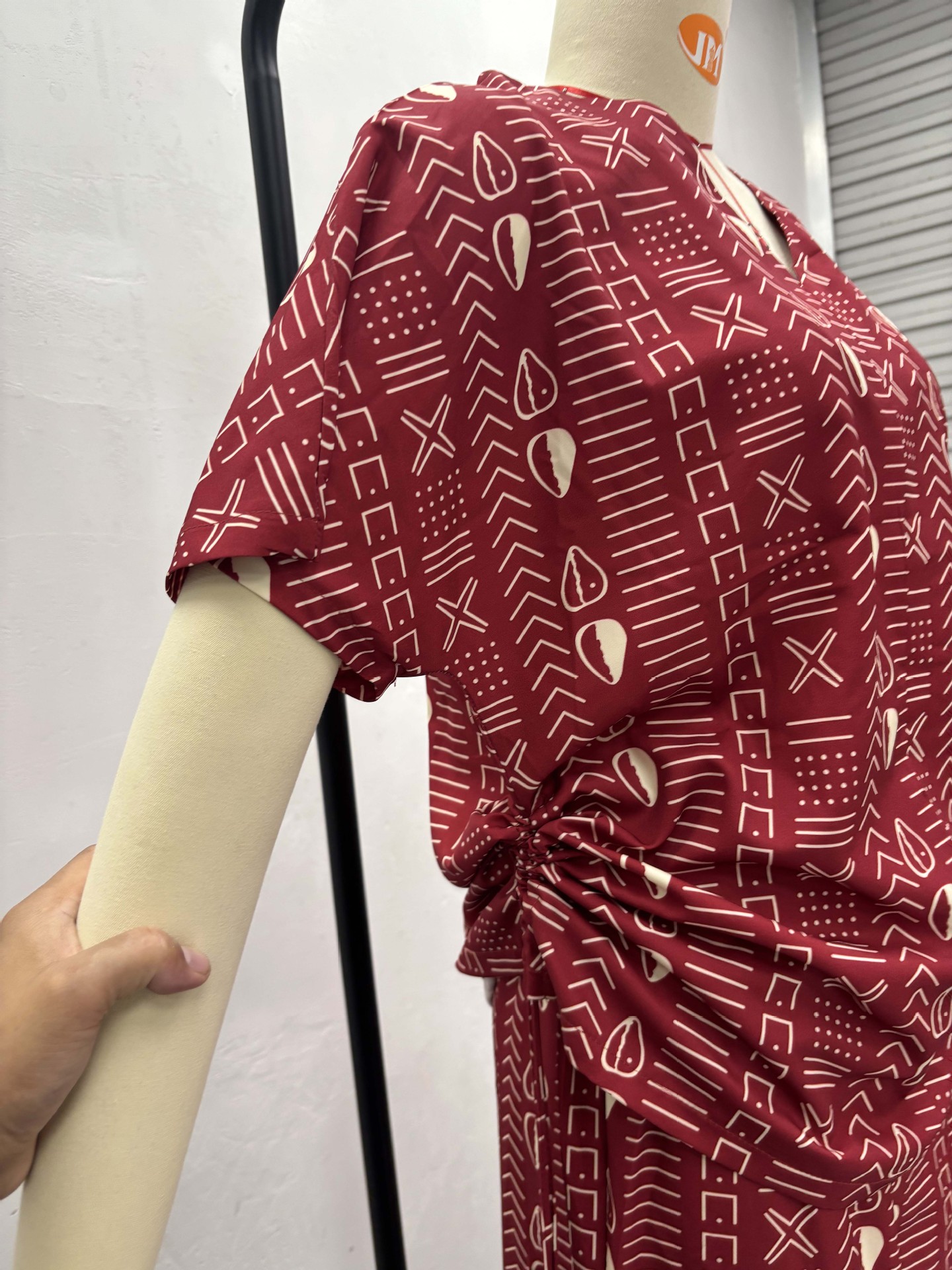 Women's African Chic Trendy Print Short Sleeve Drawstring Slim Fit Shirt Pants Set