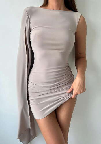 Women's Autumn Irregular One Sleeve Low Back Tight Fitting Dress