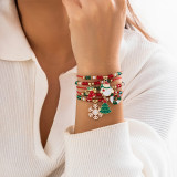 Christmas Beaded Santa Claus Gift Colorful Polymer Clay Bracelet