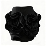 Women's Red High Waist Chic Floral Fashion Short Skirt