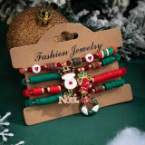 Christmas Beaded Santa Claus Gift Colorful Polymer Clay Bracelet