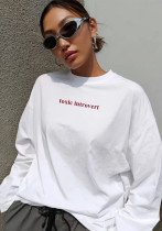 Women's Autumn American Casual Letter Print Loose Cotton Long Sleeve T-Shirt Women's Autumn American Casual Letter Print Loose Cotton Long Sleeve T-Shirt