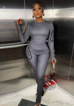 Women's Autumn Winter Sexy Cut-Out Zipper Long Sleeve Stretch Denim Jumpsuit Women's Autumn Winter Sexy Cut-Out Zipper Long Sleeve Stretch Denim Jumpsuit